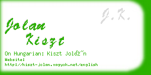 jolan kiszt business card